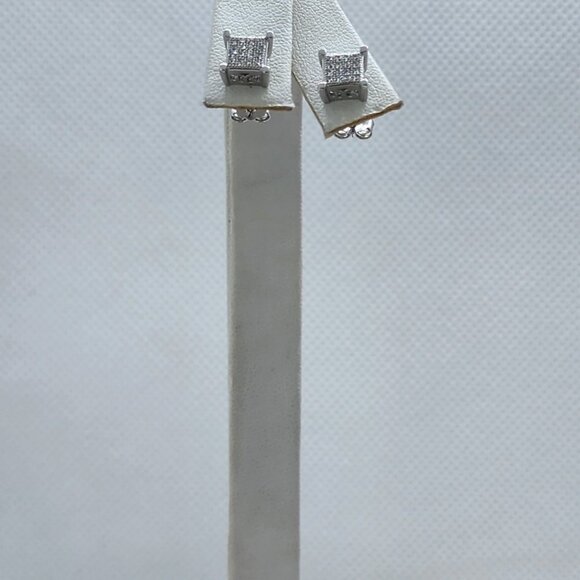 Brand New Sterling Silver 925 Square Cz Earrings - Picture 5 of 9